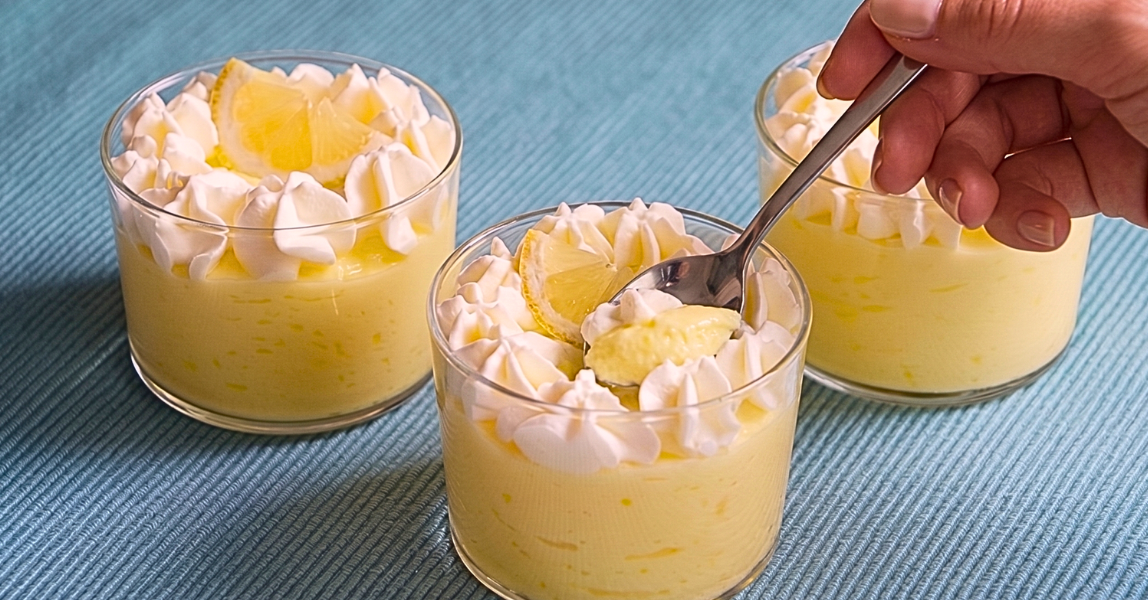 Lemon mousse dessert cups with whipped topping
